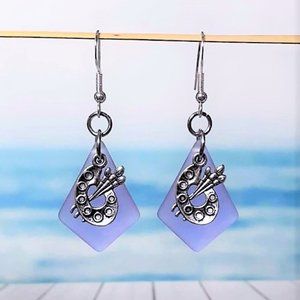 Lilac Sea Glass Paint Palette Earrings
